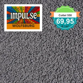 Draufsicht JAB Cottel 550 Grau – Teppichboden, Farbe Grau, Preis 69,95 €/m²